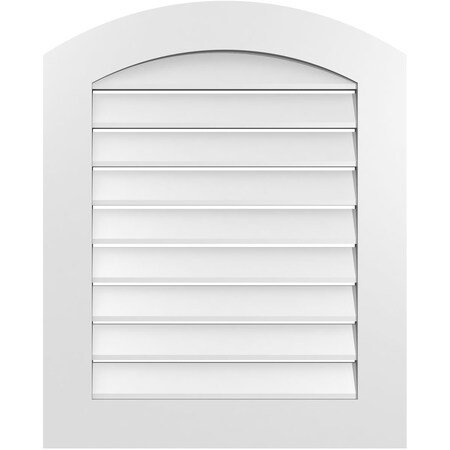 Ekena Millwork Arch Top Surface Mount PVC Gable Vent: Non-Functional, w/ 3-1/2"W x 1"P Standard Frame, 26"W x 30"H GVPAR26X3001SN